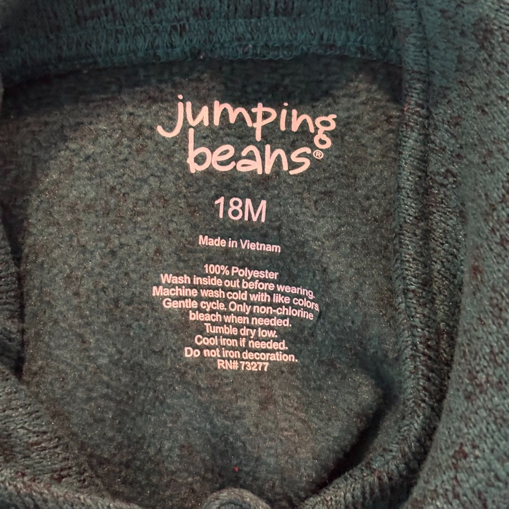 Jumping Bean's Toddler Green Shawl Collar Sweater Fleece Bears, Size 18‎ mos - Picture 4 of 4